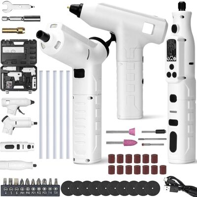 Inny producent Wkrętak Elektryczny Pistolet Do Kleju Mini Szlifierka Frezarka Zestaw 3W1 Inny producent Wkrętak Elektryczny Pistolet Do Kleju Mini Szlifierka Frezarka Zestaw 3W1