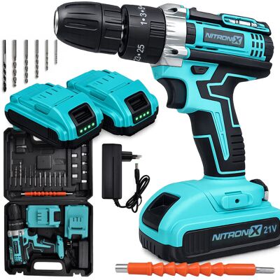 Inny producent Wkrętarka wiertarka akumulatorowa 20V bezszczotkowa NITRONIX + 2x akumulator 2Ah, Metalowa głowica 10mm, 2 biegi, 25-stopniowe sprzęgło, walizka, bi.. Inny producent Wkrętarka wiertarka akumulatorowa 20V bezszczotkowa NITRONIX + 2x akumulator 2Ah, Metalowa głowica 10mm, 2 biegi, 25-stopniowe sprzęgło, walizka, bi..