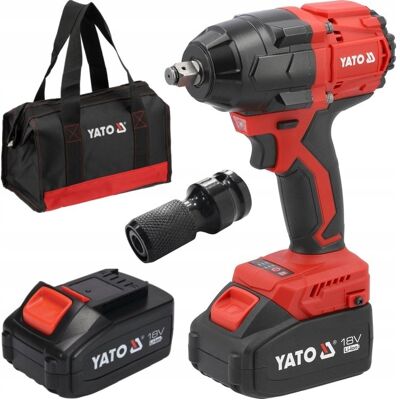 YATO KLUCZ UDAROWY AKUMUL. BEZSZCZOTKOWY 18V 800NM + 2x4Ah + TORBA +ADAPTER YATO KLUCZ UDAROWY AKUMUL. BEZSZCZOTKOWY 18V 800NM + 2x4Ah + TORBA +ADAPTER