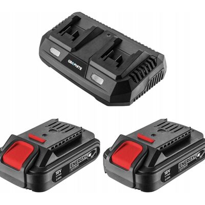 ZESTAW 2 x AKUMULATOR 2 AH + ŁADOWARKA GRAPHITE ZESTAW 2 x AKUMULATOR 2 AH + ŁADOWARKA GRAPHITE