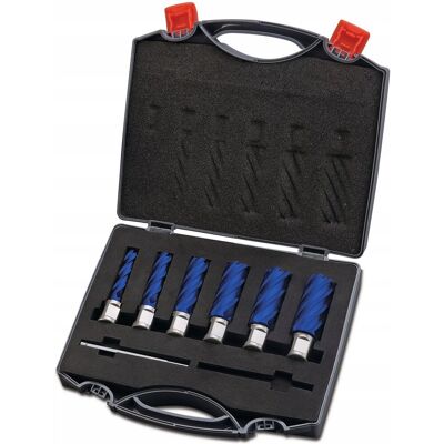 Zestaw 6 wierteł do wiercenia rdzeniowego 12-22 mm HSS TiAlN 30 Optimum 307 Zestaw 6 wierteł do wiercenia rdzeniowego 12-22 mm HSS TiAlN 30 Optimum 307
