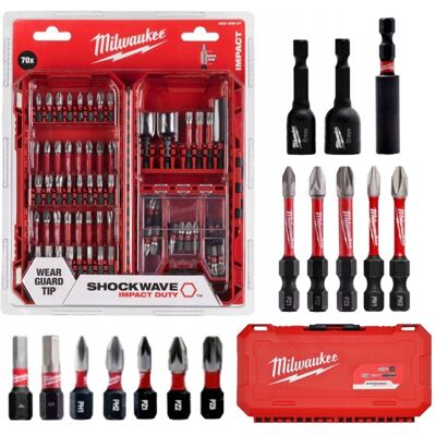 Zestaw bitów UDAROWYCH Milwaukee 70 szt. końcówki do WKRĘTARKI nasadki Zestaw bitów UDAROWYCH Milwaukee 70 szt. końcówki do WKRĘTARKI nasadki