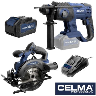 Zestaw CELMA Professional Młot udarowo-obrotowy PRWg 2-20OBS + Pilarka tarczowa DBRc-Li 18OBS + 1xAku4Ah + Ładowarka LD1 Zestaw CELMA Professional Młot udarowo-obrotowy PRWg 2-20OBS + Pilarka tarczowa DBRc-Li 18OBS + 1xAku4Ah + Ładowarka LD1