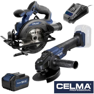 Zestaw CELMA Professional Pilarka tarczowa DBRc-Li 18OBS + Szlifierka kątowa PRAg-Li 125OBS + 1xAku4Ah + 1xŁad Zestaw CELMA Professional Pilarka tarczowa DBRc-Li 18OBS + Szlifierka kątowa PRAg-Li 125OBS + 1xAku4Ah + 1xŁad