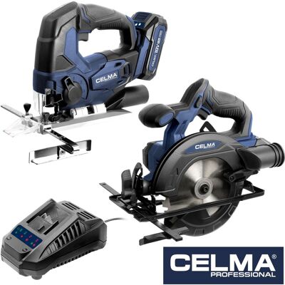Zestaw CELMA Professional Pilarka tarczowa DBRc-Li 18OBS + Wyrzynarka DPPe-Li 18OBS + 2xAku2Ah + 1xŁad Zestaw CELMA Professional Pilarka tarczowa DBRc-Li 18OBS + Wyrzynarka DPPe-Li 18OBS + 2xAku2Ah + 1xŁad