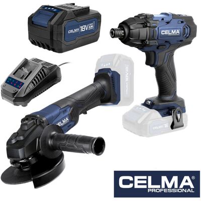 Zestaw CELMA Professional Zakrętarka udarowa WDZ-Li 18OBS + Szlifierka kątowa PRAg-Li 125OBS + 1xAku4Ah + 1xŁad Zestaw CELMA Professional Zakrętarka udarowa WDZ-Li 18OBS + Szlifierka kątowa PRAg-Li 125OBS + 1xAku4Ah + 1xŁad