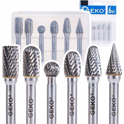Geko Zestaw frezów trzpieniowych do metalu 6mm 6el. G37498 Geko Zestaw frezów trzpieniowych do metalu 6mm 6el. G37498