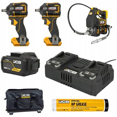 Zestaw JCB Klucze Udarowe 1/2' Max 350Nm i 620Nm + Smarownica Zestaw JCB Klucze Udarowe 1/2' Max 350Nm i 620Nm + Smarownica