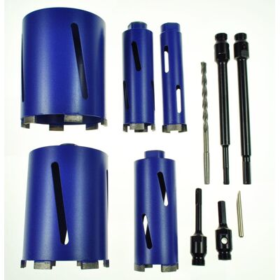 Zestaw koronek diamentowych na sucho 38/52/65/117/127 mm TITANIUM Zestaw koronek diamentowych na sucho 38/52/65/117/127 mm TITANIUM