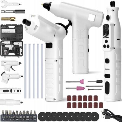 Inny producent ZESTAW NARZĘDZI 3W1 WKRĘTAK PISTOLET DO KLEJU NARZĘDZIA OBROTOWE DO NAPRAWY Inny producent ZESTAW NARZĘDZI 3W1 WKRĘTAK PISTOLET DO KLEJU NARZĘDZIA OBROTOWE DO NAPRAWY