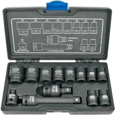 Boni-shop Zestaw nasadek udarowych 1/2 Cr-Mo, 13 elementów, 10-27mm Boni-shop Zestaw nasadek udarowych 1/2 Cr-Mo, 13 elementów, 10-27mm