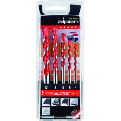 Zestaw Wiertła Uniwersalne Multicut 5Szt Alpen 0000100705100 Zestaw Wiertła Uniwersalne Multicut 5Szt Alpen 0000100705100