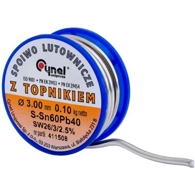 CYNEL Spoiwo lutownicze 3.0 mm 100 g Sn60Pb40 SW26 precyzyjne CYNEL Spoiwo lutownicze 3.0 mm 100 g Sn60Pb40 SW26 precyzyjne