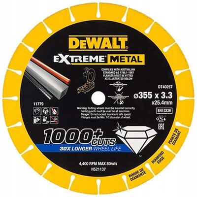 DEWALT TARCZA DIAMENTOWA 355x22,23x3,3MM DT40257 DEWALT TARCZA DIAMENTOWA 355x22,23x3,3MM DT40257
