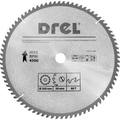 DREL Piła Tarczowa Do Drewna 350mm 80T Do Dokładnych Cięć DREL Piła Tarczowa Do Drewna 350mm 80T Do Dokładnych Cięć