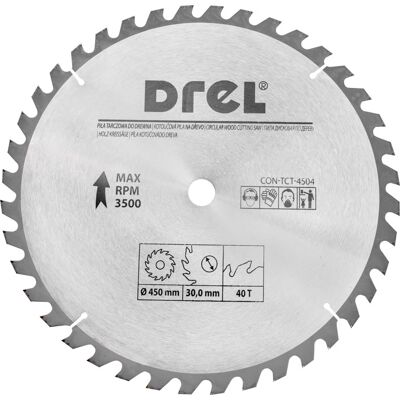 DREL Piła Tarczowa Do Drewna 450mm 40T Do Desek I Belek DREL Piła Tarczowa Do Drewna 450mm 40T Do Desek I Belek