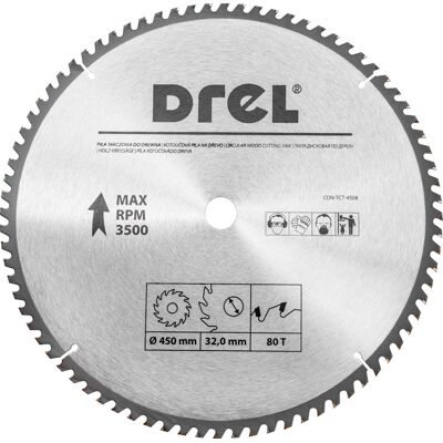DREL Piła Tarczowa Do Drewna 450mm 80T Do Gładkiego Cięcia DREL Piła Tarczowa Do Drewna 450mm 80T Do Gładkiego Cięcia