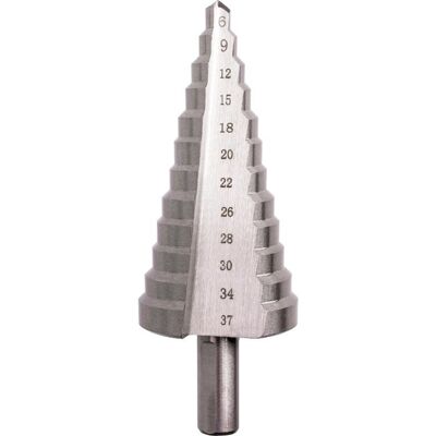 DREL Wiertło stopniowe 6-37 mm HSS 4241 do dużych otworów metalu DREL Wiertło stopniowe 6-37 mm HSS 4241 do dużych otworów metalu