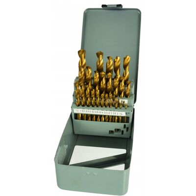 Komplet wierteł powlekanych tytanem HSS do metalu 1,5-13mm 28 sztuk Geko Komplet wierteł powlekanych tytanem HSS do metalu 1,5-13mm 28 sztuk Geko