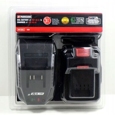 PARKSIDE AKUMULATOR LITOWO-JONOWY 2 AH, 20 V Z ŁADOWARKĄ 65 W PARKSIDE AKUMULATOR LITOWO-JONOWY 2 AH, 20 V Z ŁADOWARKĄ 65 W