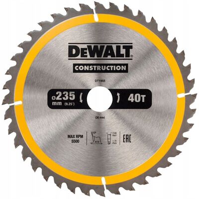 PIŁA TARCZOWA DO DREWNA 235/30MM, DT1955-QZ DEWALT PIŁA TARCZOWA DO DREWNA 235/30MM, DT1955-QZ DEWALT