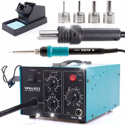 Stacja Lutownicza 2w1 YIHUA 852 660W Hot Air LED Kompresor ESD PID DYSZE Stacja Lutownicza 2w1 YIHUA 852 660W Hot Air LED Kompresor ESD PID DYSZE