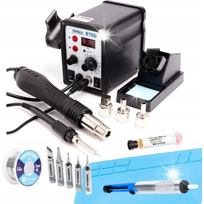 ZESTAW LUTOWNICZY STACJA HOT-AIR YIHUA 878D 2W1 ZESTAW LUTOWNICZY STACJA HOT-AIR YIHUA 878D 2W1