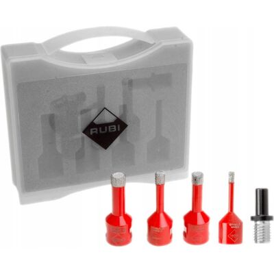ZESTAW WIERTEŁ OTWORNICE MINI DRY GRES 6/8/10/12MM ADAPTER RUBI 06966 ZESTAW WIERTEŁ OTWORNICE MINI DRY GRES 6/8/10/12MM ADAPTER RUBI 06966