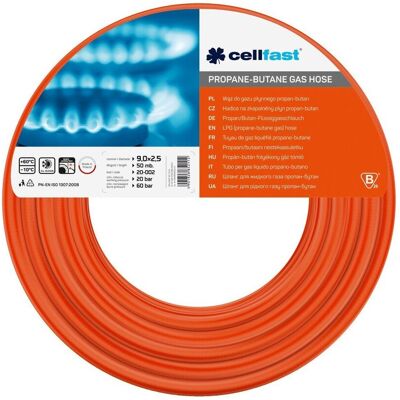 Cellfast, Wąż do Gazu Propan Butan Fi=9,0 mm Dł.50M Rolka, CF20001R Cellfast, Wąż do Gazu Propan Butan Fi=9,0 mm Dł.50M Rolka, CF20001R