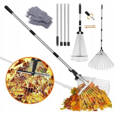 Inny producent Powiększone grabie do liści 22-44cm regulowany metalowy drążek + rękawiczki Inny producent Powiększone grabie do liści 22-44cm regulowany metalowy drążek + rękawiczki