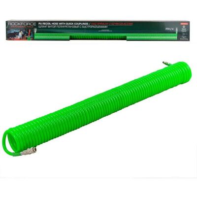 Wąż Spiralny Do Sprężarki Z Szybkozłączkami 12x8mm 20m Rockforce Wąż Spiralny Do Sprężarki Z Szybkozłączkami 12x8mm 20m Rockforce