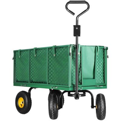 Springos Wózek transportowy ogrodowy przyczepka metalowa 400 kg zielona Springos Wózek transportowy ogrodowy przyczepka metalowa 400 kg zielona