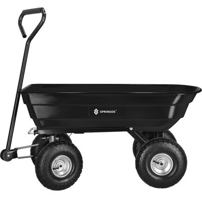 Springos Wózek transportowy ogrodowy z funkcją wywrotki przyczepka metalowa 250 kg czarny Springos Wózek transportowy ogrodowy z funkcją wywrotki przyczepka metalowa 250 kg czarny