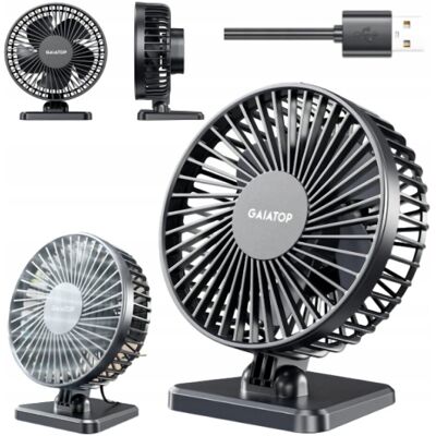 Inny producent Wentylator Biurkowy USB Czarny 3 Prędkości Przenośny Cichy Mocny Regulacja Inny producent Wentylator Biurkowy USB Czarny 3 Prędkości Przenośny Cichy Mocny Regulacja