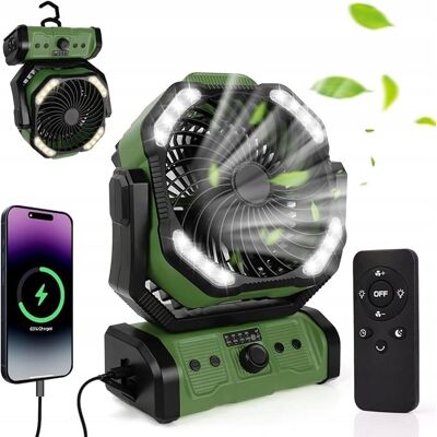 Inny producent Wentylator kempingowy ELZO 20000mAh z LED i pilotem USB 270° Inny producent Wentylator kempingowy ELZO 20000mAh z LED i pilotem USB 270°