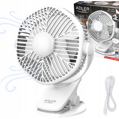 Inny producent Wentylator Akumulatorowy Adler AD 7335 z Klipsem i LED - 3 Prędkości / ADLER Inny producent Wentylator Akumulatorowy Adler AD 7335 z Klipsem i LED - 3 Prędkości / ADLER