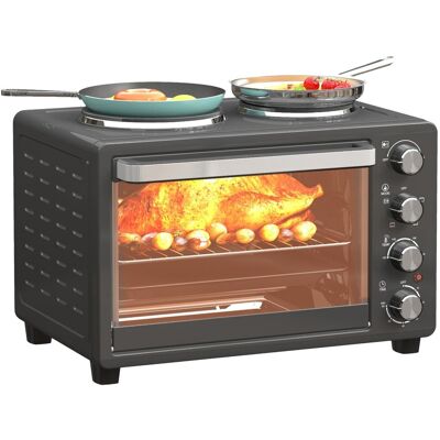 Mini piekarnik HOMCOM 28 l 2600 W 100-230°C 60 min. timer z tacką na okruchy, płytami grzewczymi, blachą do pieczenia i rusztem do grilla, mini piek.. Mini piekarnik HOMCOM 28 l 2600 W 100-230°C 60 min. timer z tacką na okruchy, płytami grzewczymi, blachą do pieczenia i rusztem do grilla, mini piek..