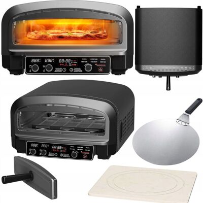 Piec do pizzy piekarnik TurboTronic 100-450°c elektroniczne sterowanie kamień do pieczenia pizza 37cm 20L 2200w Czarny Piec do pizzy piekarnik TurboTronic 100-450°c elektroniczne sterowanie kamień do pieczenia pizza 37cm 20L 2200w Czarny