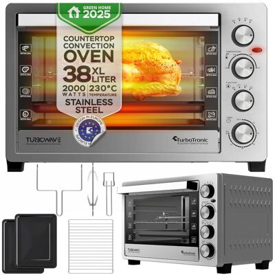 Piekarnik elektryczny TurboTronic 38L termobieg rożno Grill Inox stal nierdzewna 2000w Srebrny Piekarnik elektryczny TurboTronic 38L termobieg rożno Grill Inox stal nierdzewna 2000w Srebrny