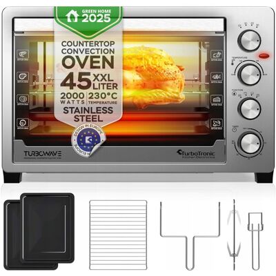 Piekarnik elektryczny TurboTronic 45L termobieg rożno Grill Inox stal nierdzewna 2000w Srebrny Piekarnik elektryczny TurboTronic 45L termobieg rożno Grill Inox stal nierdzewna 2000w Srebrny