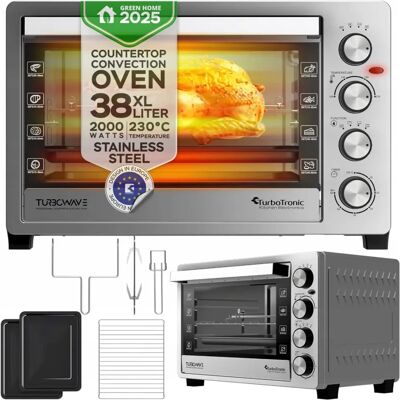 Piekarnik Elektryczny Turbotronic 38l Termobieg Rożno Grill Inox Stal Nierdzewna 2000w Srebrny Piekarnik Elektryczny Turbotronic 38l Termobieg Rożno Grill Inox Stal Nierdzewna 2000w Srebrny