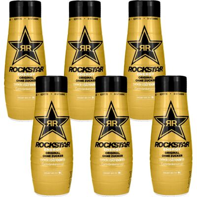 Syrop energetyczny SODASTREAM Rockstar Original Zero, 6 szt. - 440ml koncentrat bez cukru do saturatora napój energetyczny z kofeiną i witaminami Syrop energetyczny SODASTREAM Rockstar Original Zero, 6 szt. - 440ml koncentrat bez cukru do saturatora napój energetyczny z kofeiną i witaminami