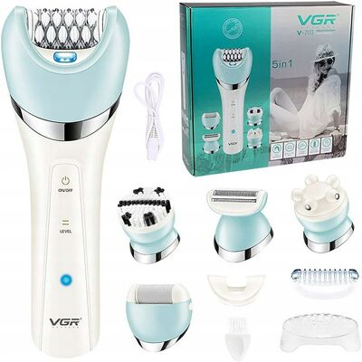 VGR Depilator dla Kobiet Golarka Damska do Nóg Pach Bikini Ciała Peeling 5w1 VGR Depilator dla Kobiet Golarka Damska do Nóg Pach Bikini Ciała Peeling 5w1