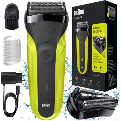 Golarka męska Braun Series 3 300s czarno-zielona elektryczna Shaver 300 Golarka męska Braun Series 3 300s czarno-zielona elektryczna Shaver 300