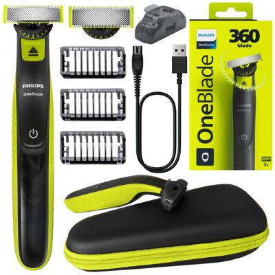 Golarka męska Philips OneBlade 360 QP2724, maszynka do brody zarostu – czarna etui trymer do twarzy Golarka męska Philips OneBlade 360 QP2724, maszynka do brody zarostu – czarna etui trymer do twarzy