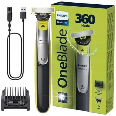 Golarka Philips OneBlade 360 + nasadka grzebieniowa 5w1 QP2734/23 Golarka Philips OneBlade 360 + nasadka grzebieniowa 5w1 QP2734/23