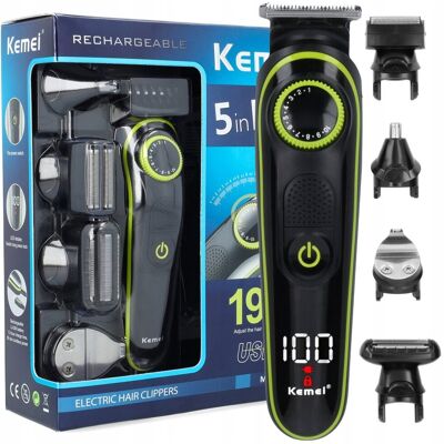 Kemei MASZYNKA DO GOLENIA GOLARKA TRYMER 5w1 DO NOSA BRODY POKRĘTŁO REGULACJI USB Kemei MASZYNKA DO GOLENIA GOLARKA TRYMER 5w1 DO NOSA BRODY POKRĘTŁO REGULACJI USB