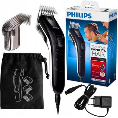 Maszynka do włosów PHILIPS QC5115/15 - z etui podróżnym regulacja długości strzyżenia cicha praca dla dzieci i dorosłych Maszynka do włosów PHILIPS QC5115/15 - z etui podróżnym regulacja długości strzyżenia cicha praca dla dzieci i dorosłych