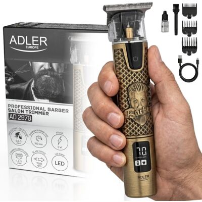 Trymer Barberski Adler Ad 2970, Ostrze Dlc Black Diamond, 7000 Obr./min, Metalowa Obudowa, Usb-C, Led, 180 Min Pracy Trymer Barberski Adler Ad 2970, Ostrze Dlc Black Diamond, 7000 Obr./min, Metalowa Obudowa, Usb-C, Led, 180 Min Pracy