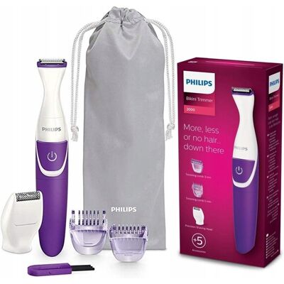 Trymer bikini Philips BRT383/15 z nasadkami, pędzelkiem i woreczkiem etui Trymer bikini Philips BRT383/15 z nasadkami, pędzelkiem i woreczkiem etui